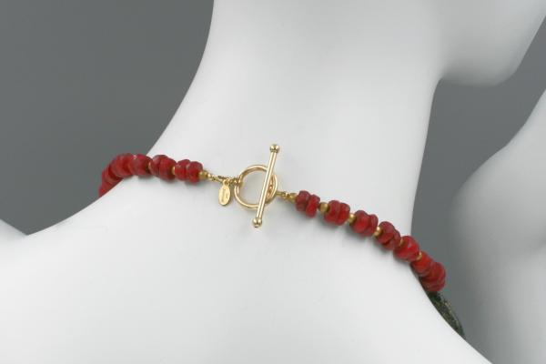 "Rhapsody in Red" Necklace in Rich Coral, Gold, Czech Glass picture