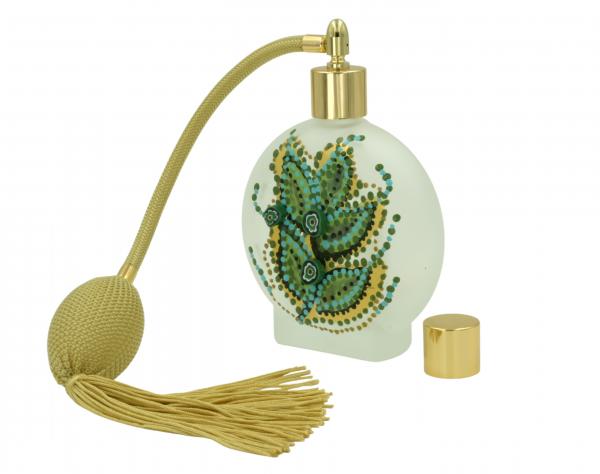 "Green Blossom" Hand-Gilded White Gold Perfume Bottle picture