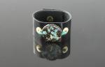 Glow Cuff Turquoise Dazzle 23-Karat Gold on Lava Stone, Turquoise, Black Kid leather