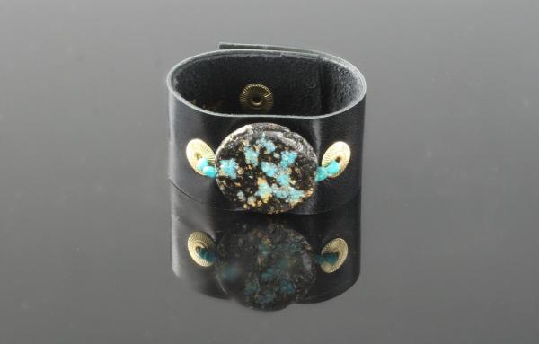 Glow Cuff Turquoise Dazzle 23-Karat Gold on Lava Stone, Turquoise, Black Kid leather picture