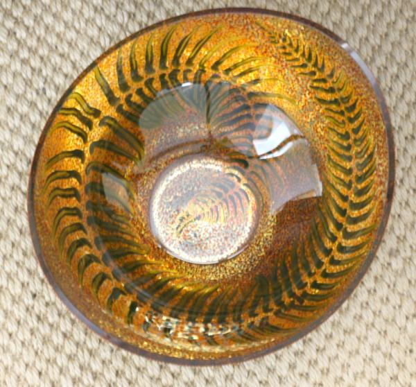 "Garden Fern" Glass Bowl - Verre Eglomisé picture