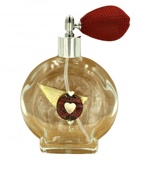 "Hearts 1" Gold Gilded, Lampwork Czech Glass and Hand Painted Perfume Bottle picture