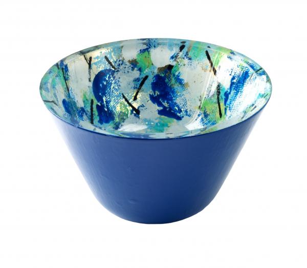 "Blue Garden" Verre Eglomisé Bowl