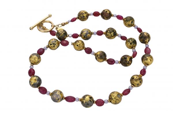 "Ruby Glow" Necklace - Rubies, Gold, Czech Glass picture