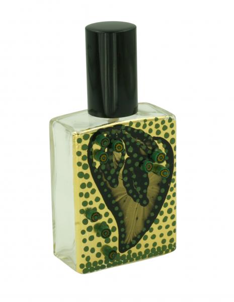 "Green Leaf" Hand-Gilded Gold, Hand-Painted Perfume Bottle picture