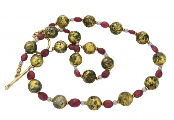 "Ruby Glow" Necklace - Rubies, Gold, Czech Glass picture