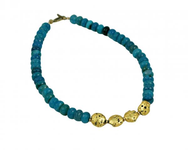 "Rhapsody" 23-Karat Gold Leaf on Lava Stone, Faceted Deep Blue Agate, 14-Karat Gold-Filled Toggle Clasp picture