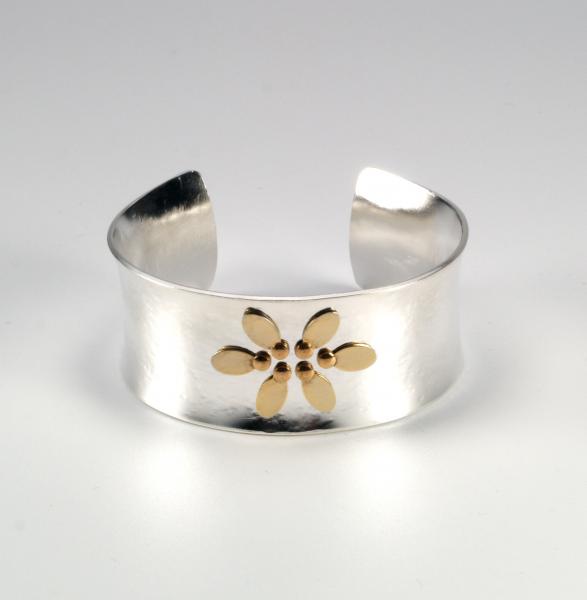 "Fun Flower" Silver, Gold Cuff Bracelet picture