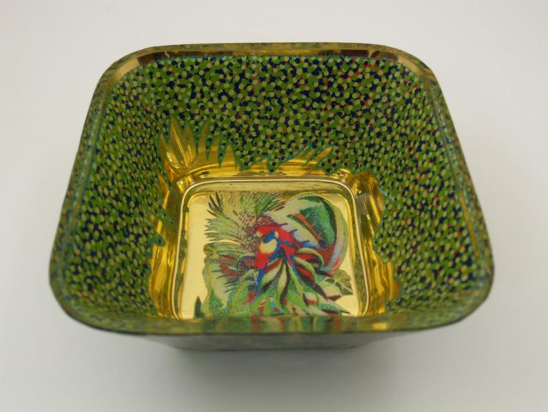 "Parrots" - Verre Eglomisé Bowl picture