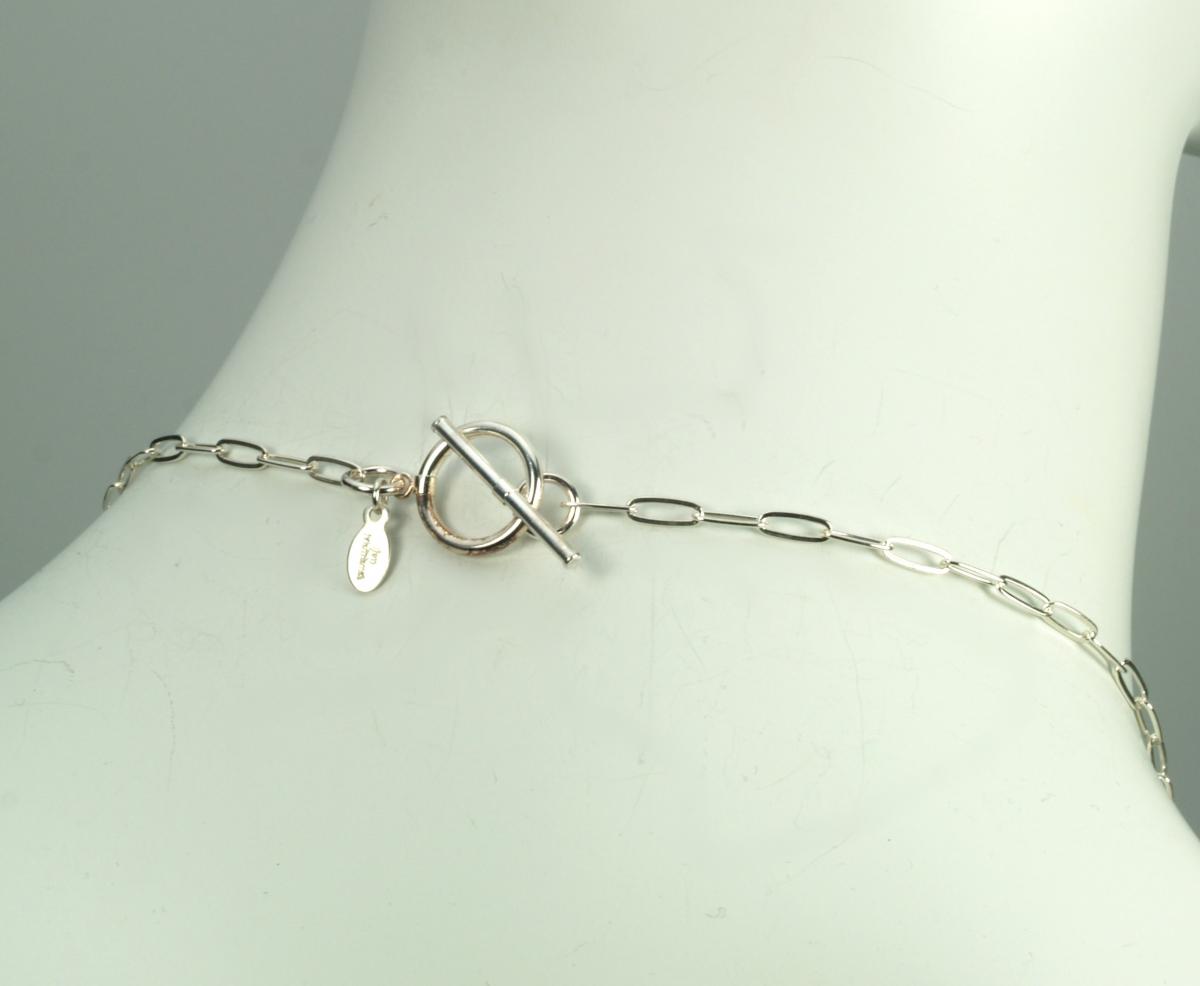 "Enigma" Sterling Silver Fold Form Necklace, Lampwork Czech Glass, 18.5 Inches picture