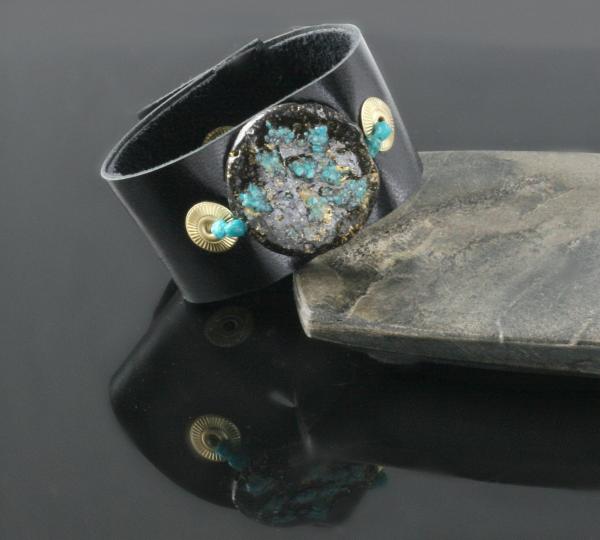 Glow Cuff Turquoise Dazzle 23-Karat Gold on Lava Stone, Turquoise, Black Kid leather picture