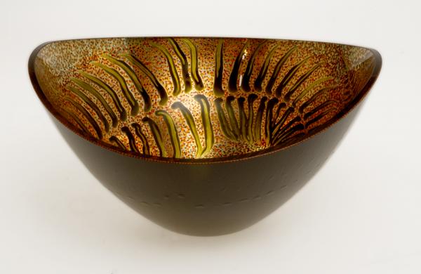 "Garden Fern" Glass Bowl - Verre Eglomisé picture