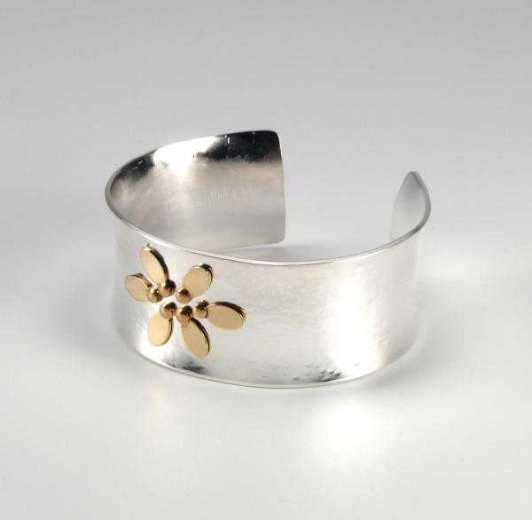"Fun Flower" Silver, Gold Cuff Bracelet picture