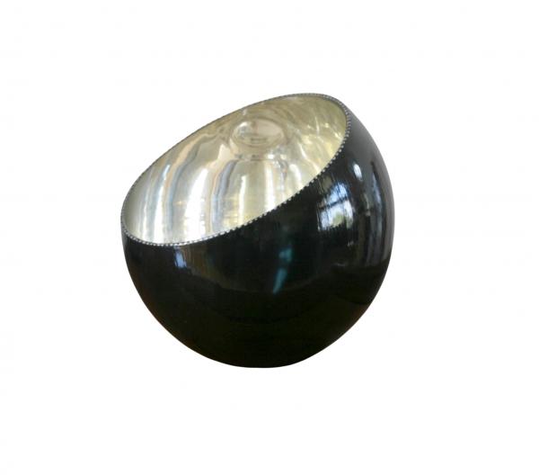 "Lunar Eclipse" Verre Eglomisé - White Gold and Black Slant Bowl picture