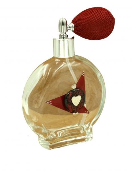 "Hearts 2" Collage, Lampwork Czech Glass and Hand Painted Perfume Bottle picture
