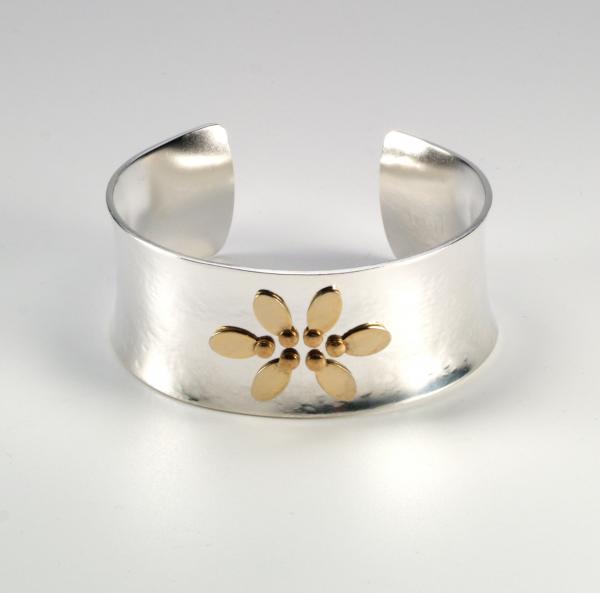 "Fun Flower" Silver, Gold Cuff Bracelet picture