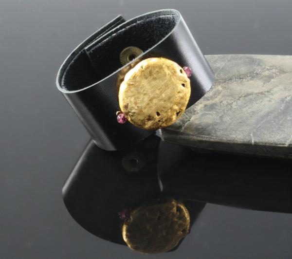 Gilded Sun  23-Karat Gold on Lava Stone, Pink Tourmaline, Black Kid Leather picture