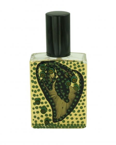 "Green Leaf" Hand-Gilded Gold, Hand-Painted Perfume Bottle picture