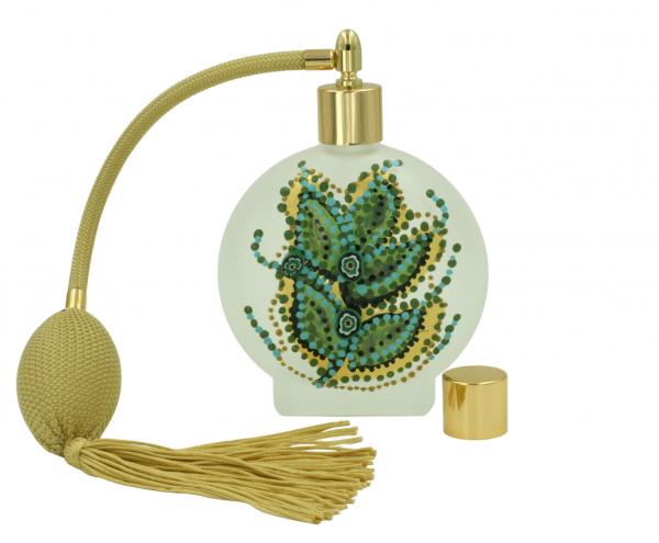 "Green Blossom" Hand-Gilded White Gold Perfume Bottle