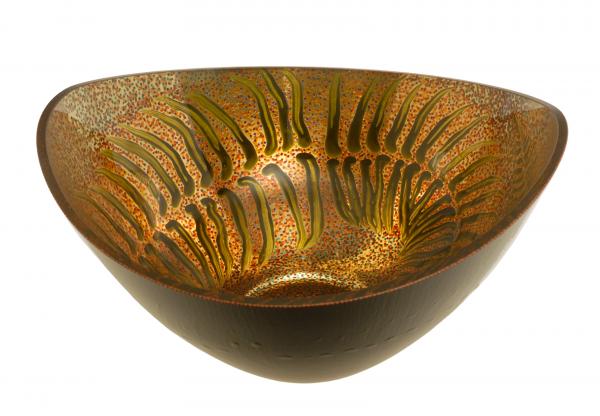 "Garden Fern" Glass Bowl - Verre Eglomisé picture