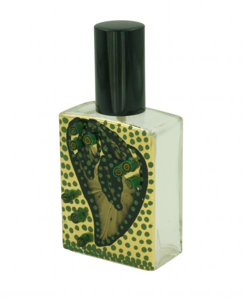 "Green Leaf" Hand-Gilded Gold, Hand-Painted Perfume Bottle picture