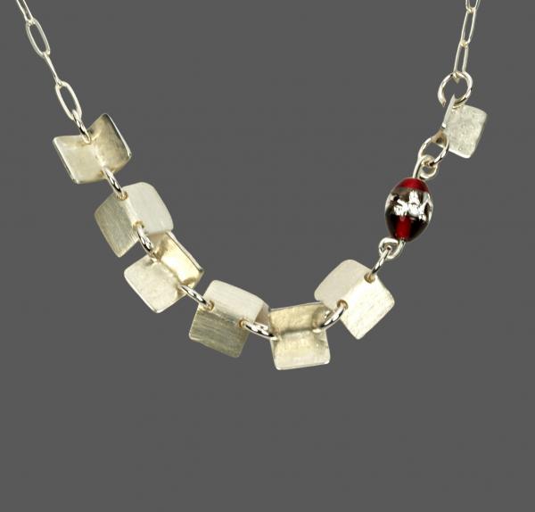 "Enigma" Sterling Silver Fold Form Necklace, Lampwork Czech Glass, 18.5 Inches picture