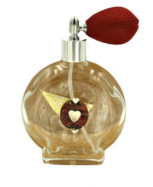 "Hearts 1" Gold Gilded, Lampwork Czech Glass and Hand Painted Perfume Bottle picture