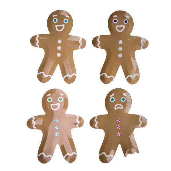Gingerbread Men Holiday Paper Plates, Set of 8