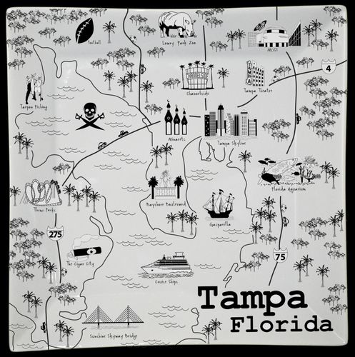 Square Tampa Map Plate