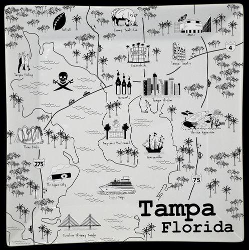 Square Tampa Map Plate picture