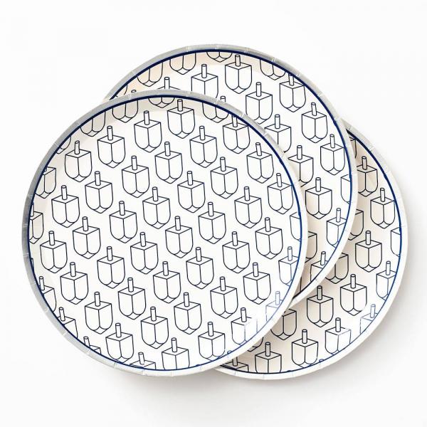 Dreidel Printed Holiday Paper Plates, Set of 8