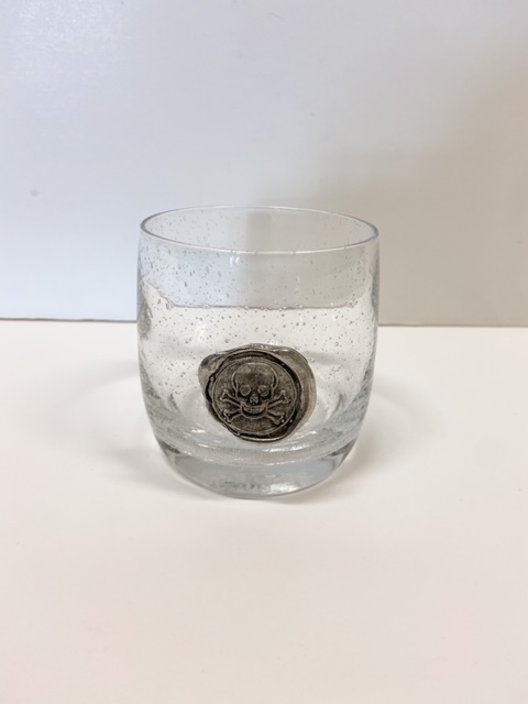 Double Old Fashion Pewter Skull and Crossbones Glass picture