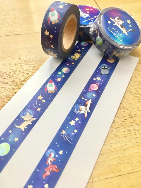 Space Animals washi tape picture