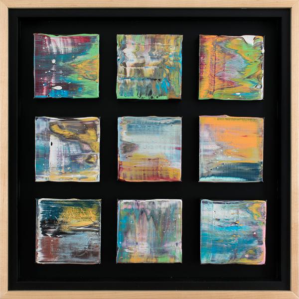 Multi-Colored Grouping with Maple-Wrapped Floating Frame
