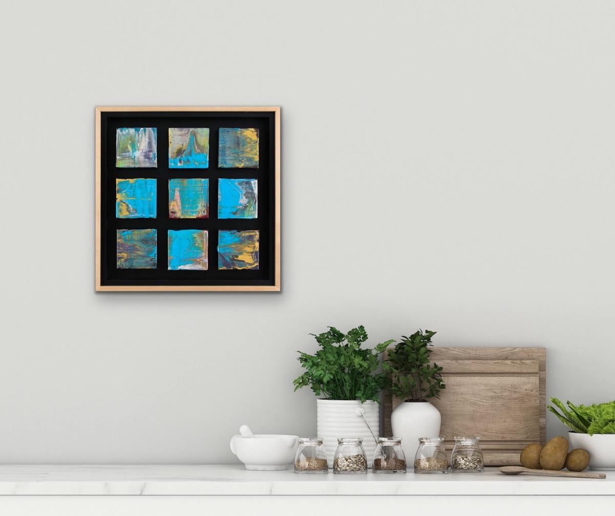 Light Blue Grouping with Maple-Wrapped Floating Frame picture