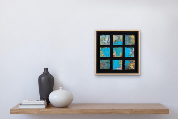 Light Blue Grouping with Maple-Wrapped Floating Frame picture