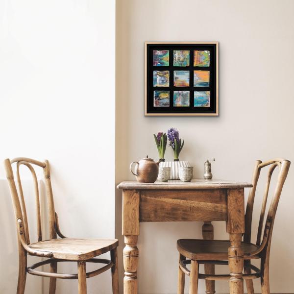 Multi-Colored Grouping with Maple-Wrapped Floating Frame picture