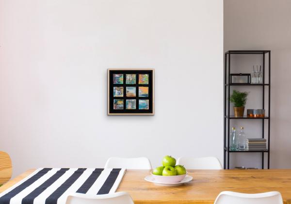 Multi-Colored Grouping with Maple-Wrapped Floating Frame picture