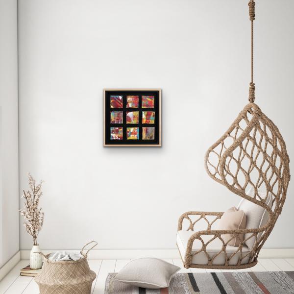 Bright Red Grouping with Maple-Wrapped Floating Frame picture