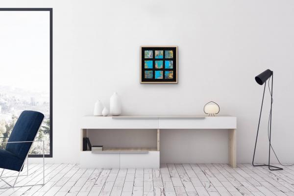 Light Blue Grouping with Maple-Wrapped Floating Frame picture