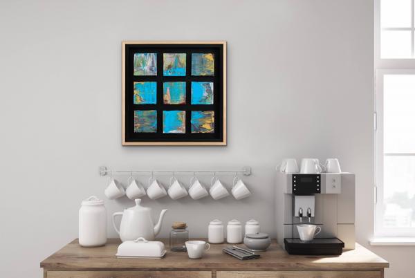 Light Blue Grouping with Maple-Wrapped Floating Frame picture