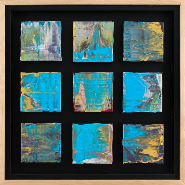 Light Blue Grouping with Maple-Wrapped Floating Frame picture