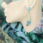 Sold - Turquoise, Opalized Palm and Blue Topaz earrings