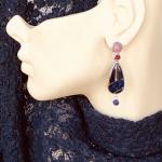 Rhodochrosite, Agate, Garnet and Sapphire drop earrings
