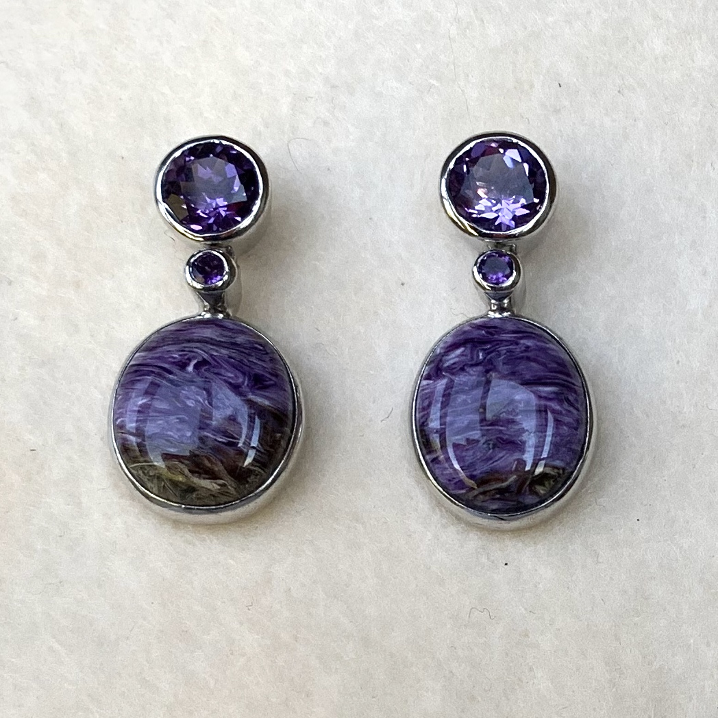 Amethyst and Lavender Jasper earrings picture