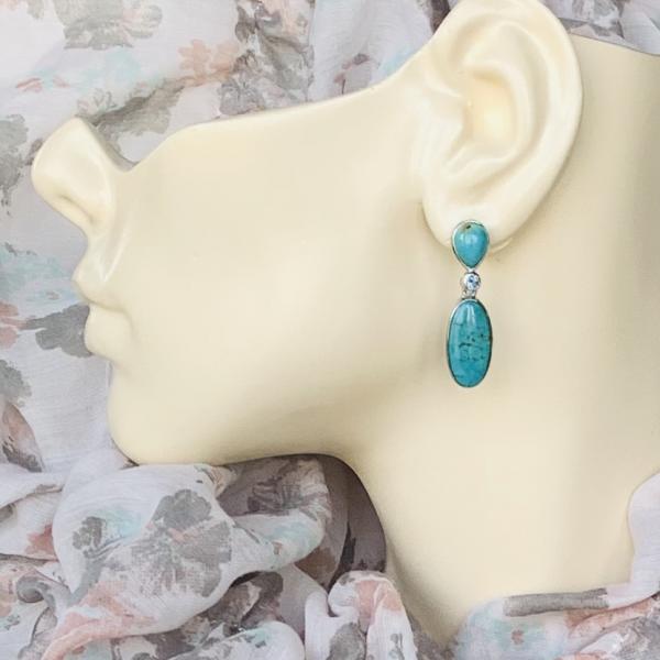 Turquoise and blue Topaz drop earrings picture