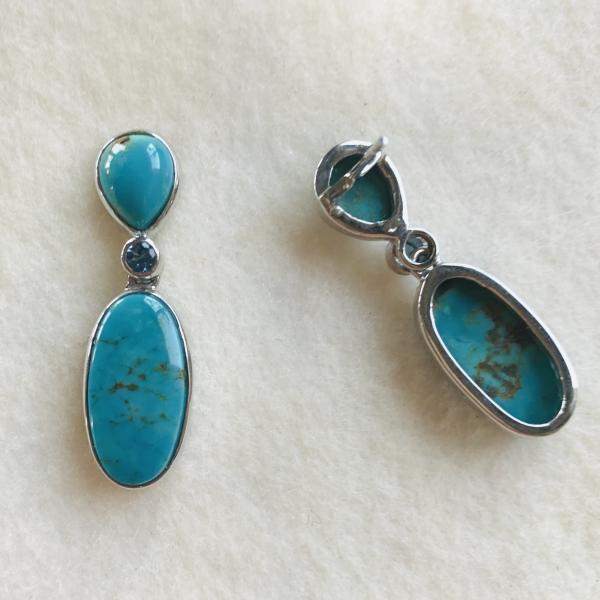 Turquoise and blue Topaz drop earrings picture