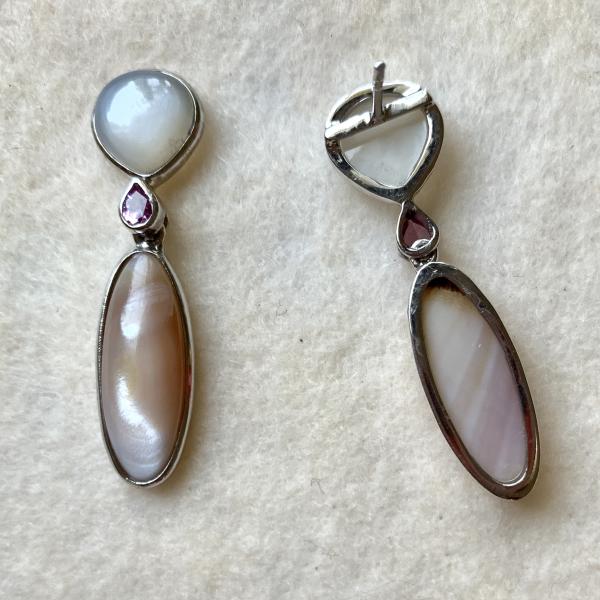 Other of Pearl and pink topaz drop earrings picture