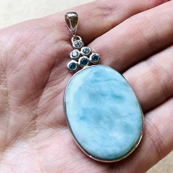 Larimar and Aquamarine/Blue Zircon Pendant picture