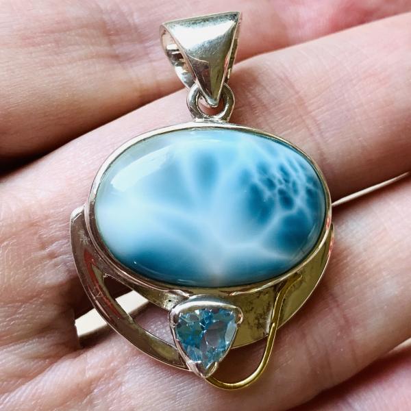 Sold - Larimar and Swiss Blue Topaz pendant picture